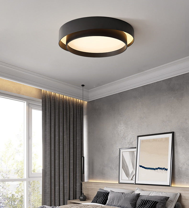 LED Simplicité moderne Flush Mount Wrought Iron Circular Ceiling Light with Acrylic Shade