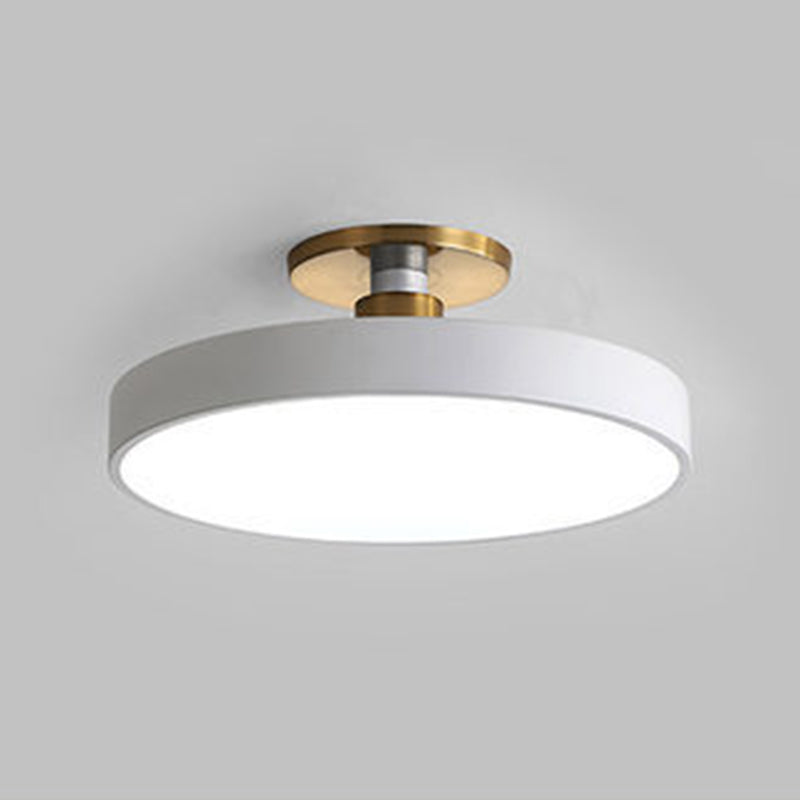 Modern Concise Circular LED Ceiling Light Wrought Iron Macaron Semi Flush Mount with Acrylic Shade