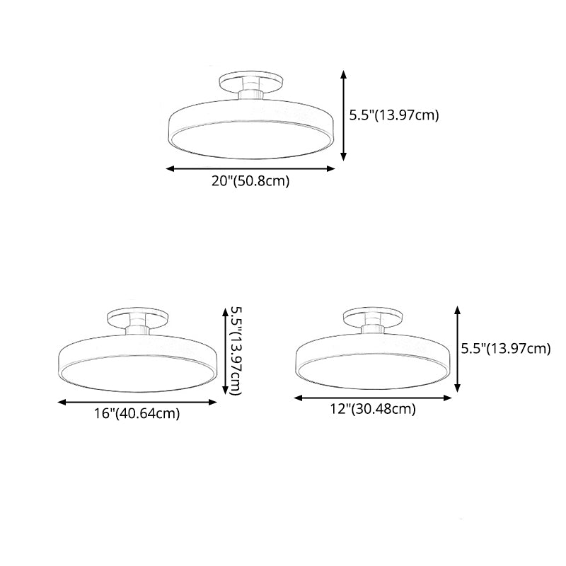 Modern beknopte cirkelvormige led plafondlamp smeedijzeren macaron semi -flush mount met acryl schaduw