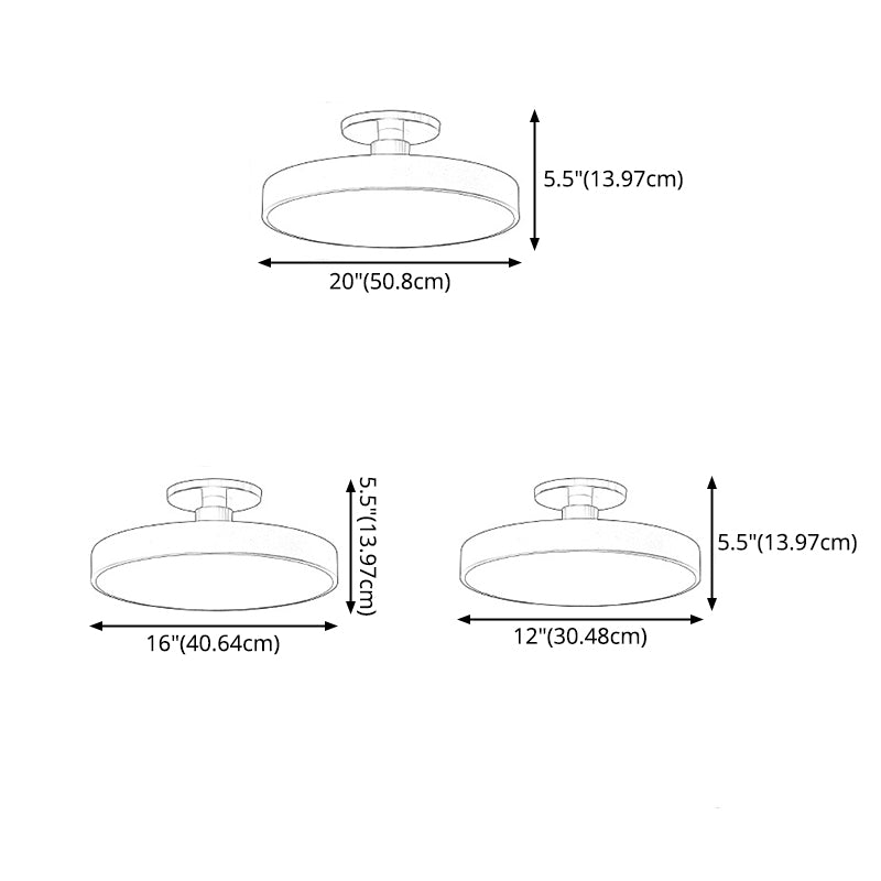 Luz de techo de LED circular conciso moderno Luz de hierro forjado Macaron Semi Flush Monte con sombra acrílica