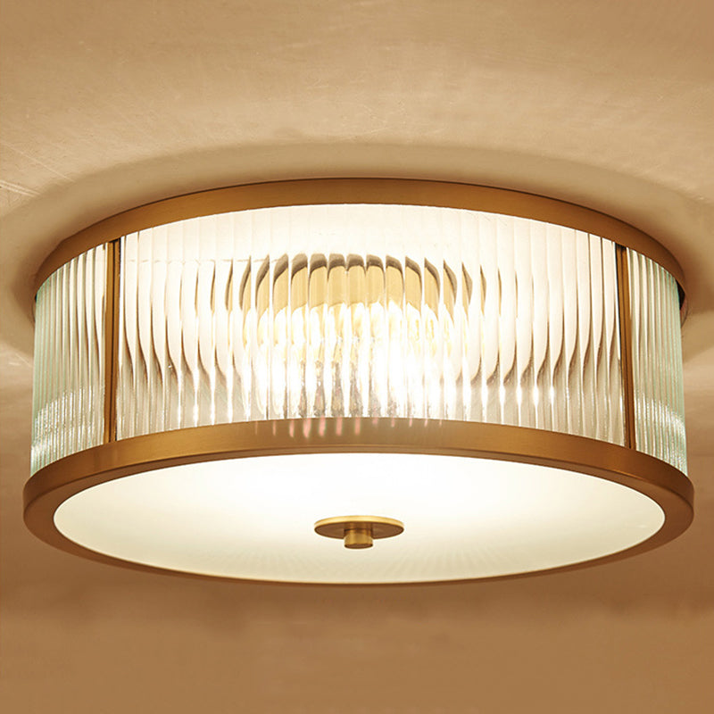 Montura de oro de vidrio en la circular de cobre de estilo clásico de cobre Luz de techo para sala de estar