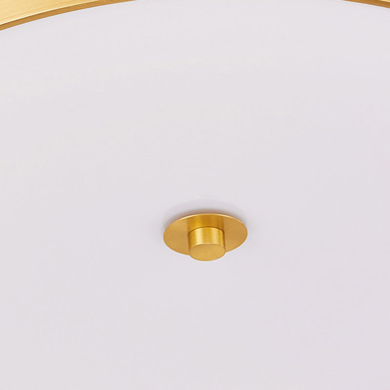 Montura de oro de vidrio en la circular de cobre de estilo clásico de cobre Luz de techo para sala de estar