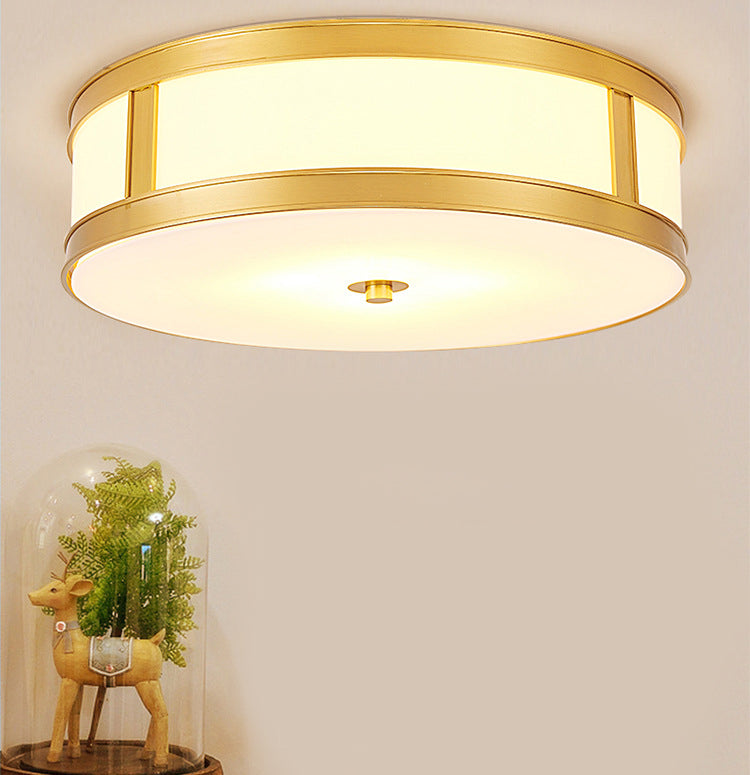 Montura de oro de vidrio en la circular de cobre de estilo clásico de cobre Luz de techo para sala de estar