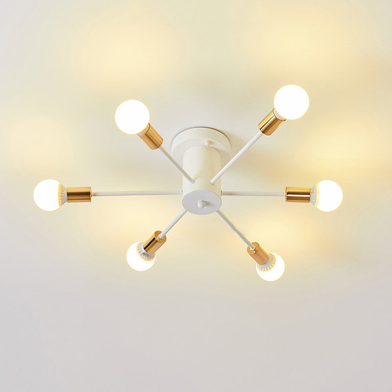 Bare Lampe Sputnik Deckenleuchte im industriellen Retro -Stil Schmiedeeisen halb Flush Mount