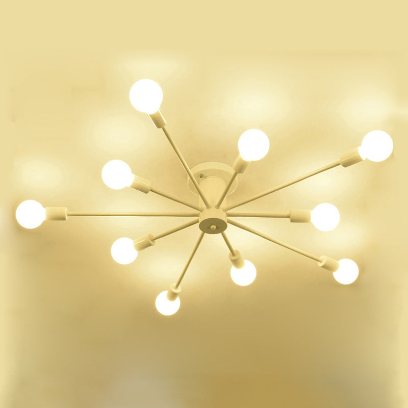 Bare Lampe Sputnik Deckenleuchte im industriellen Retro -Stil Schmiedeeisen halb Flush Mount