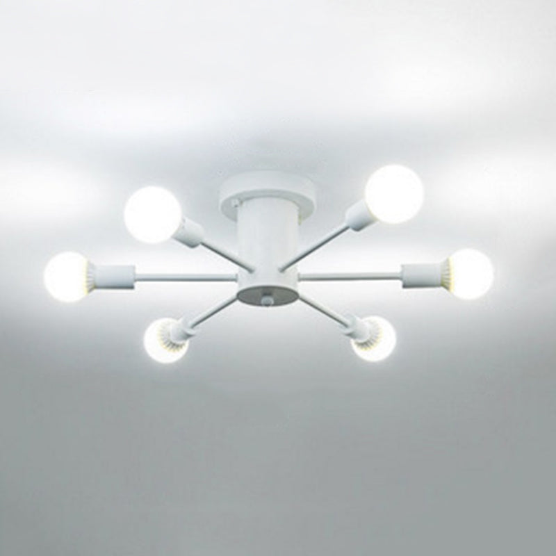 Bare Lampe Sputnik Deckenleuchte im industriellen Retro -Stil Schmiedeeisen halb Flush Mount