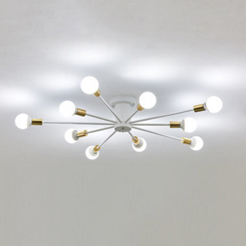 Bare Lampe Sputnik Deckenleuchte im industriellen Retro -Stil Schmiedeeisen halb Flush Mount