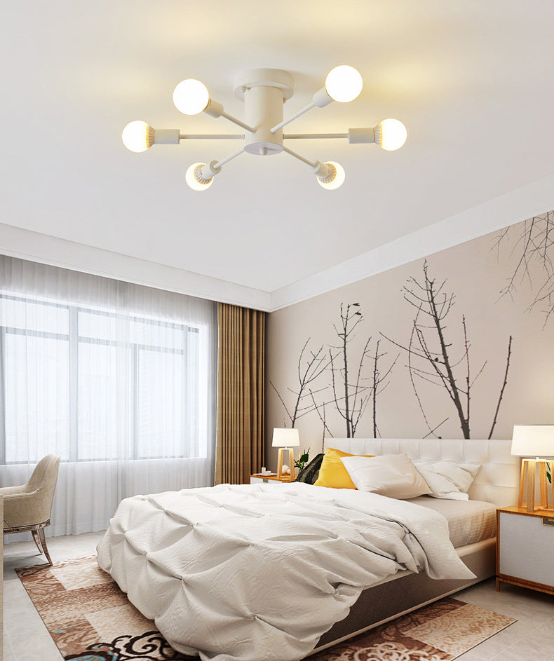 Bare Lampe Sputnik Deckenleuchte im industriellen Retro -Stil Schmiedeeisen halb Flush Mount
