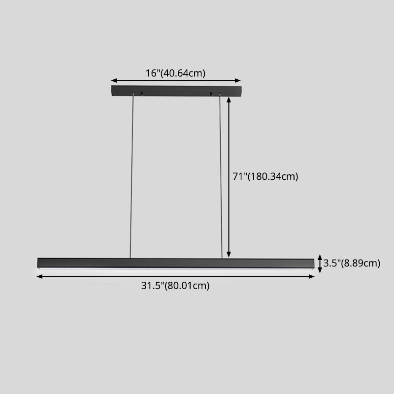 Lampada dell'isola a pendente lineare Isola lampada a sospensione moderna lampadario in metallo