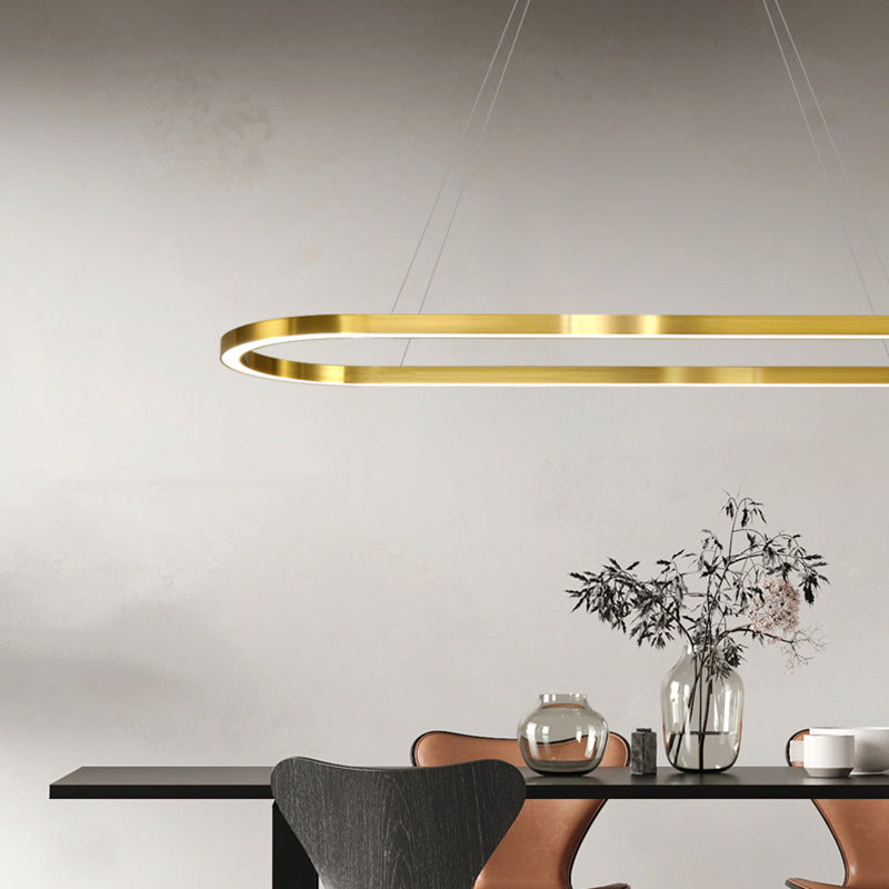 Linear Metal LED Island Light Fixture Modern Ceiling Pendant Light for Dining Room