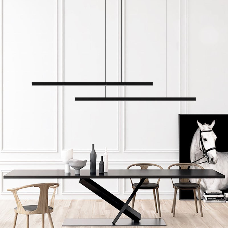 Lámpara moderna de lámpara lineal iluminación lineal lámpara de araña moderna en negro