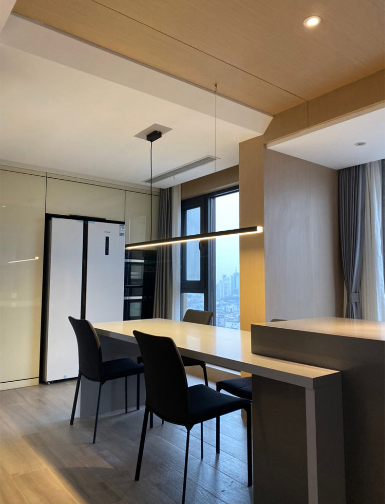 Lámpara moderna de lámpara lineal iluminación lineal lámpara de araña moderna en negro