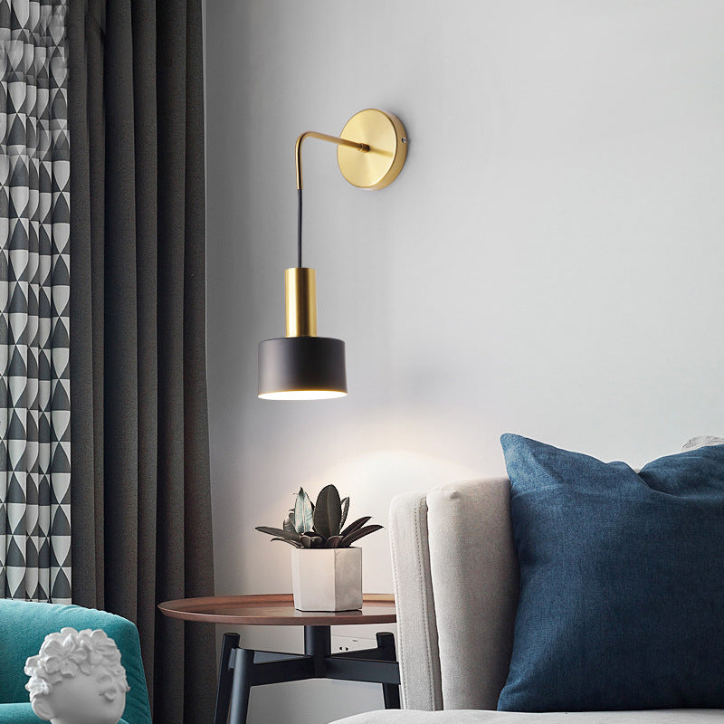 Modern Style Cylinder Wall Hanging Lamps 1-Light Metallic Wall Light Lamp Sconce
