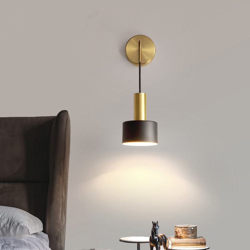 Modern Style Cylinder Wall Hanging Lamps 1-Light Metallic Wall Light Lamp Sconce