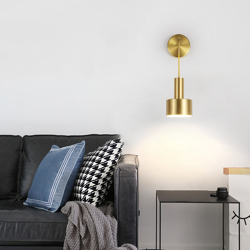Modern Style Cylinder Wall Hanging Lamps 1-Light Metallic Wall Light Lamp Sconce