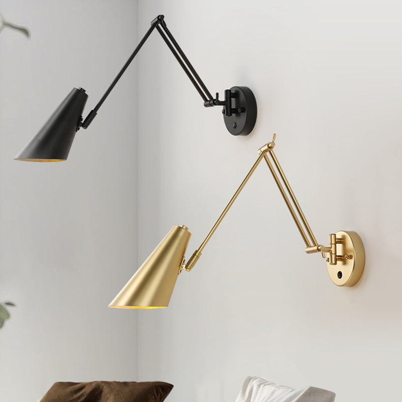 1-Light Wall Sconces Light Fixtures Modern Style Swing Arm Metallic Sconce Wall Lighting