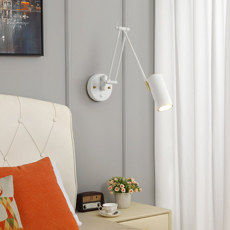 1-Light Wall Sconces Light Fixtures Modern Style Swing Arm Metallic Sconce Wall Lighting