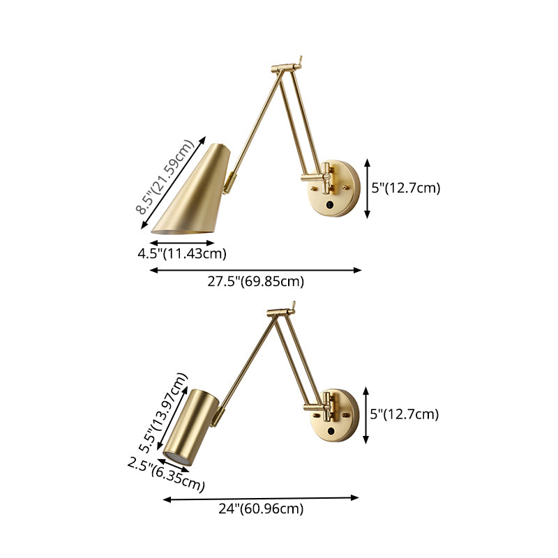 1-Light Wall Sconces Light Fixtures Modern Style Swing Arm Metallic Sconce Wall Lighting
