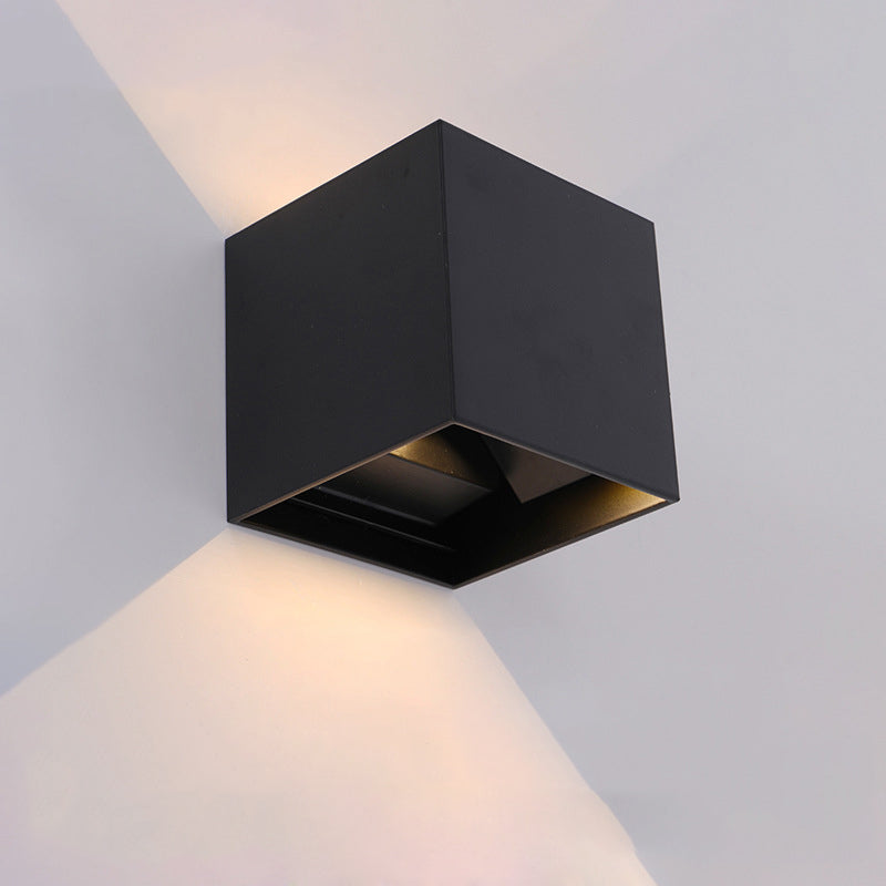 2-Lights Sconce Light Fixture Modern Style Geometric Aluminum Wall Mounted Light in Black and White