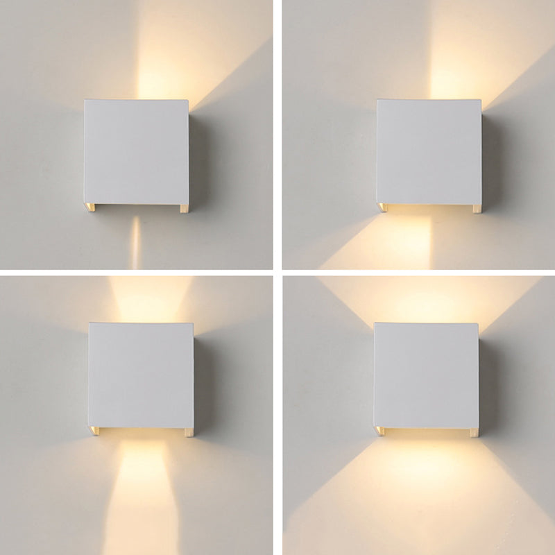 2-Lights Sconce Light Fixture Modern Style Geometric Aluminum Wall Mounted Light in Black and White