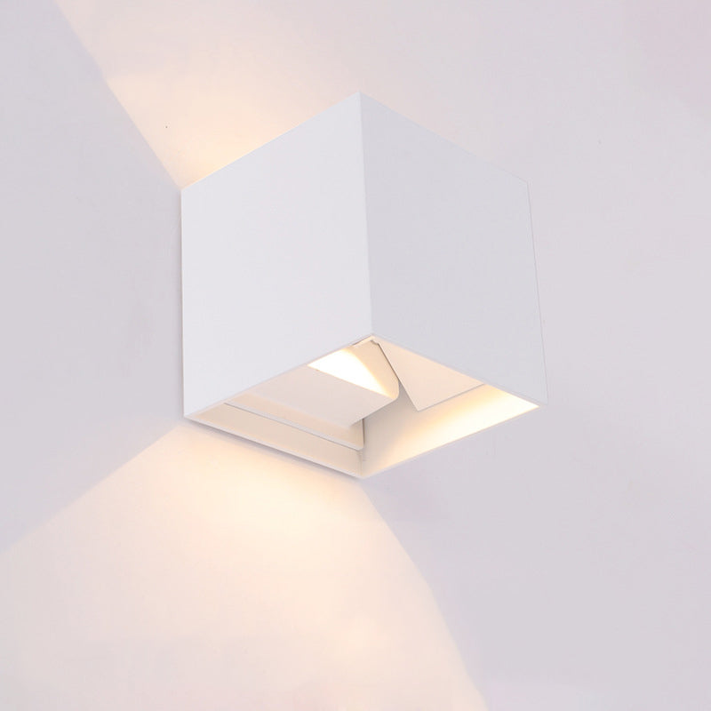 2-Lights Sconce Light Fixture Modern Style Geometric Aluminum Wall Mounted Light in Black and White