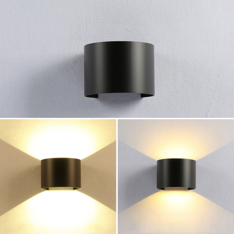 2-Lights Sconce Light Fixture Modern Style Geometric Aluminum Wall Mounted Light in Black and White