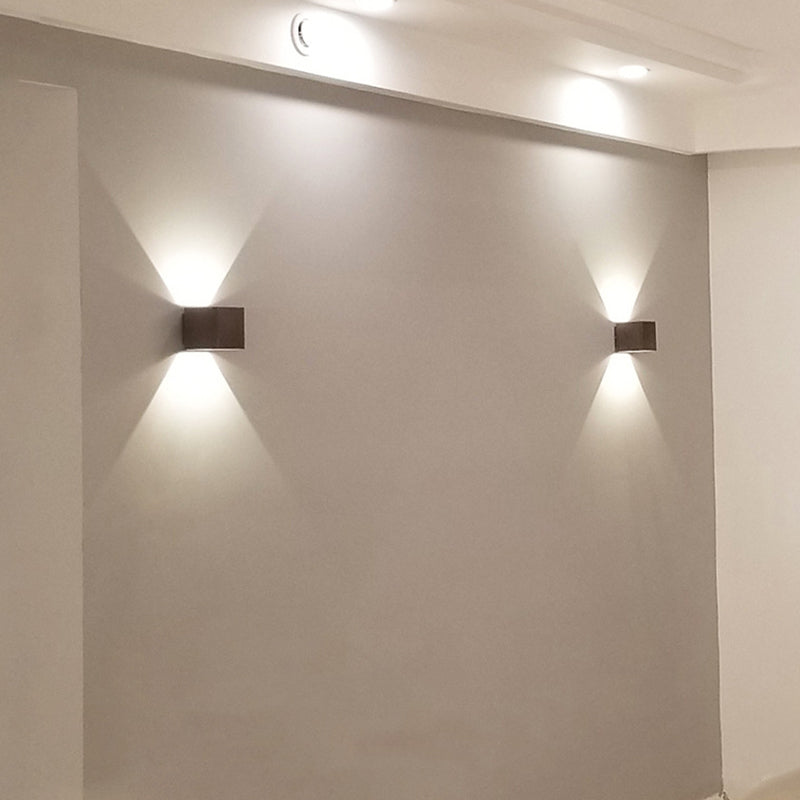 2-Lights Sconce Light Fixture Modern Style Geometric Aluminum Wall Mounted Light in Black and White