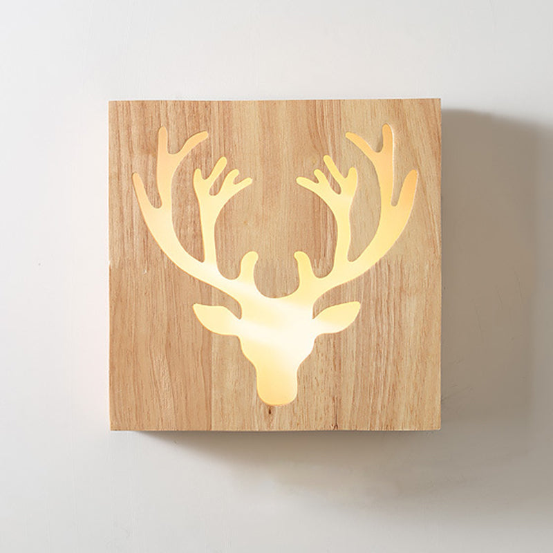 Retangular Shade Wall Lighting Modern Simple Wood Style 1 Light in Brown