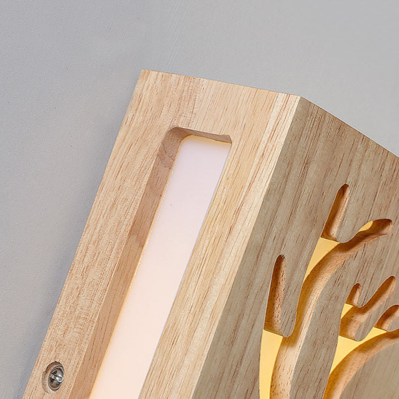 Retangular Shade Wall Lighting Modern Simple Wood Style 1 Light in Brown