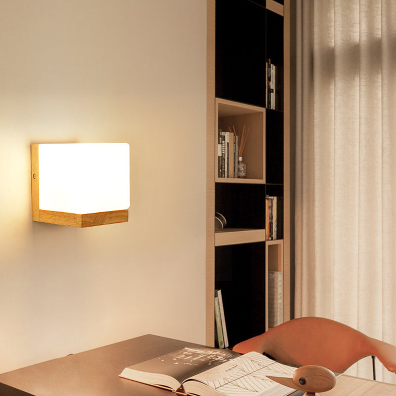 1 Licht geometrische Wandleuchten moderne einfache Stil Holzwandbeleuchtung in Braun