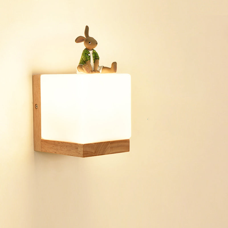 1 Licht geometrische Wandleuchten moderne einfache Stil Holzwandbeleuchtung in Braun