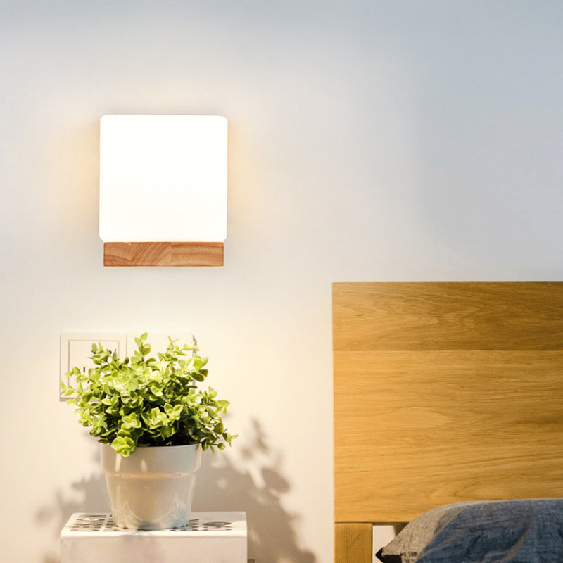 1 Licht geometrische Wandleuchten moderne einfache Stil Holzwandbeleuchtung in Braun