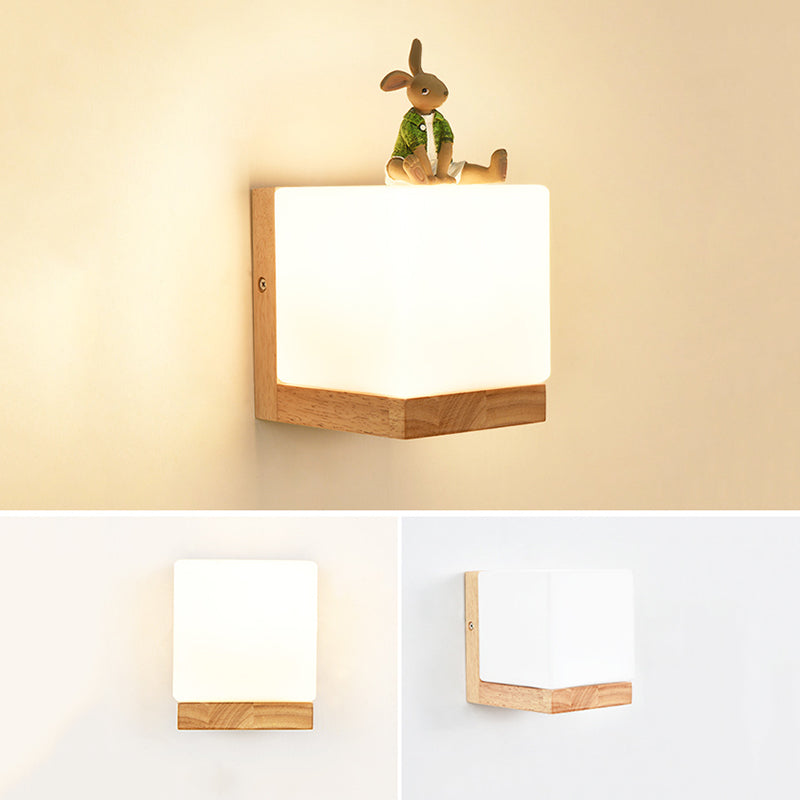 1 Licht geometrische Wandleuchten moderne einfache Stil Holzwandbeleuchtung in Braun