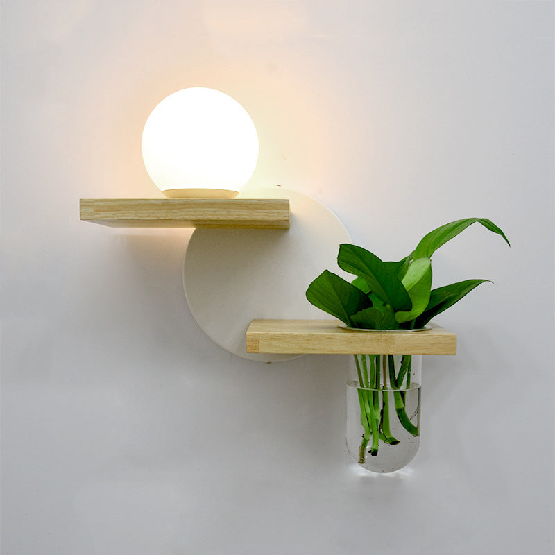 1-Licht geometrische Wandleuchten moderne einfache Style Holzwandbeleuchtung in braun und grün