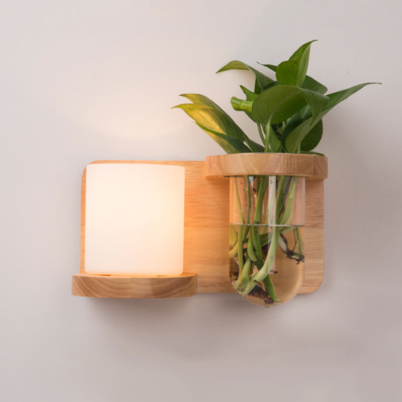 1-Licht geometrische Wandleuchten moderne einfache Style Holzwandbeleuchtung in braun und grün