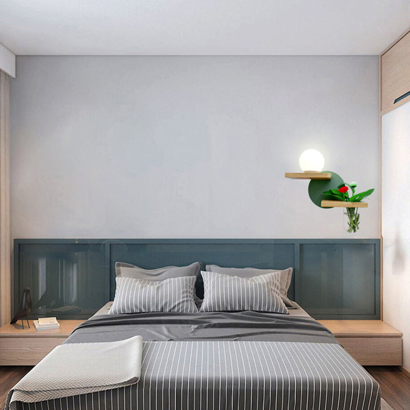 1-Licht geometrische Wandleuchten moderne einfache Style Holzwandbeleuchtung in braun und grün