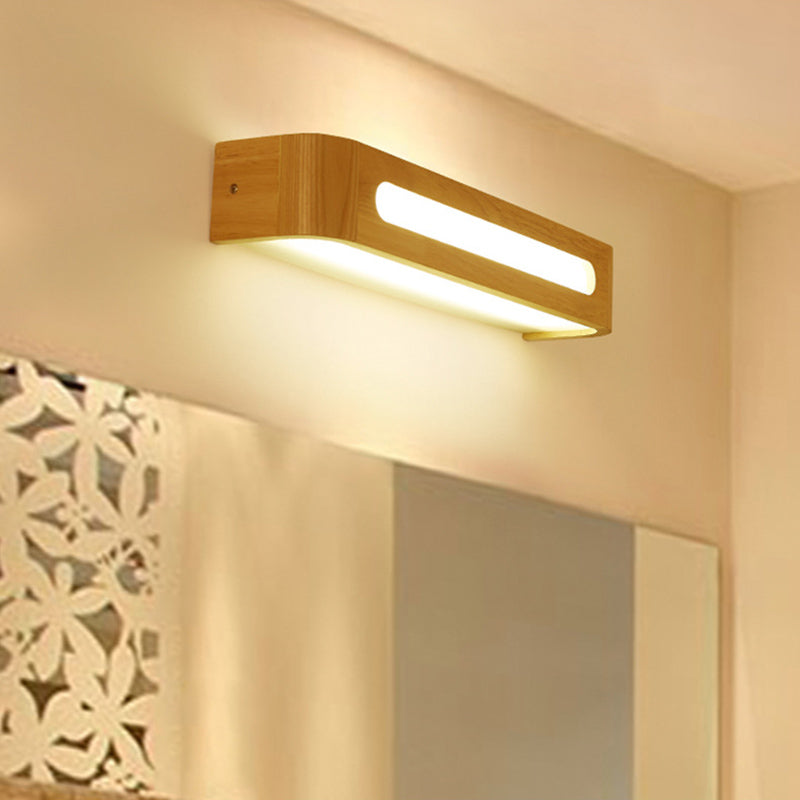 Log kleur LED -wand sconce in moderne beknopte stijl houten rechthoekige wandlamp met acrylschaduw