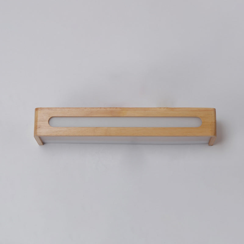 Log kleur LED -wand sconce in moderne beknopte stijl houten rechthoekige wandlamp met acrylschaduw