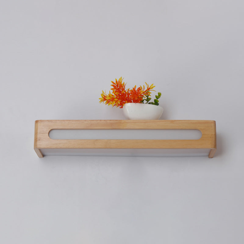 Log kleur LED -wand sconce in moderne beknopte stijl houten rechthoekige wandlamp met acrylschaduw
