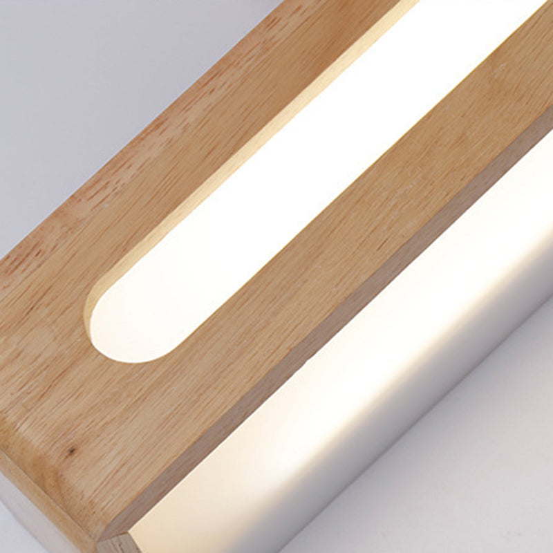 Log kleur LED -wand sconce in moderne beknopte stijl houten rechthoekige wandlamp met acrylschaduw