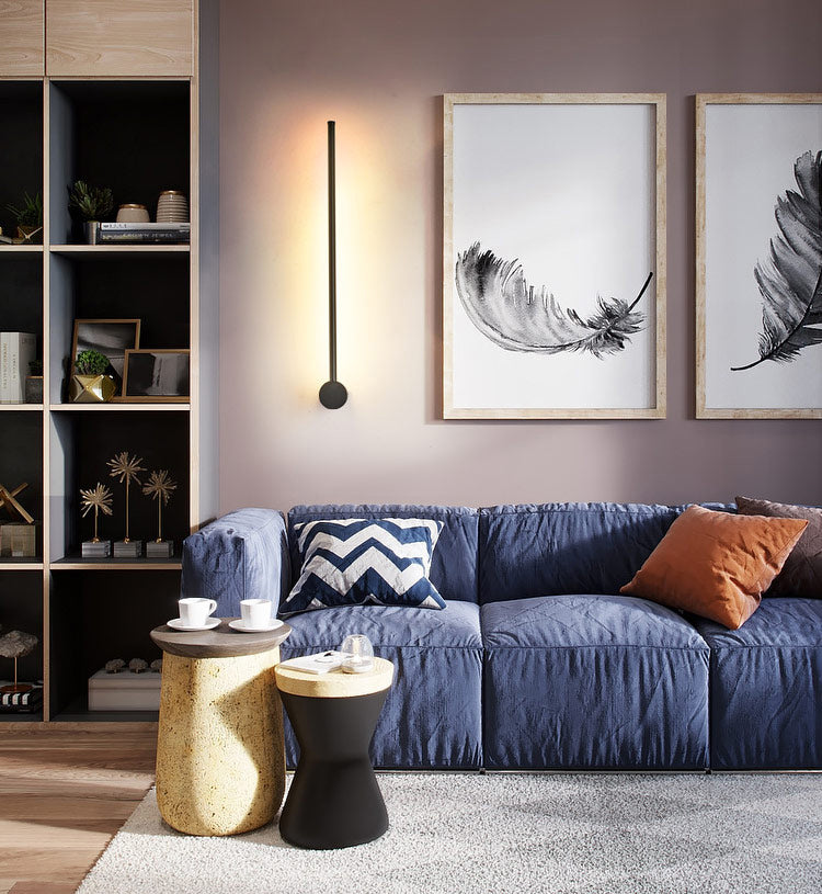 Lampes murales noires linéaires en aluminium 1-Light lampe murale minimalisme pour chambre à coucher