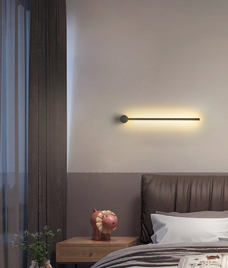 Lampes murales noires linéaires en aluminium 1-Light lampe murale minimalisme pour chambre à coucher