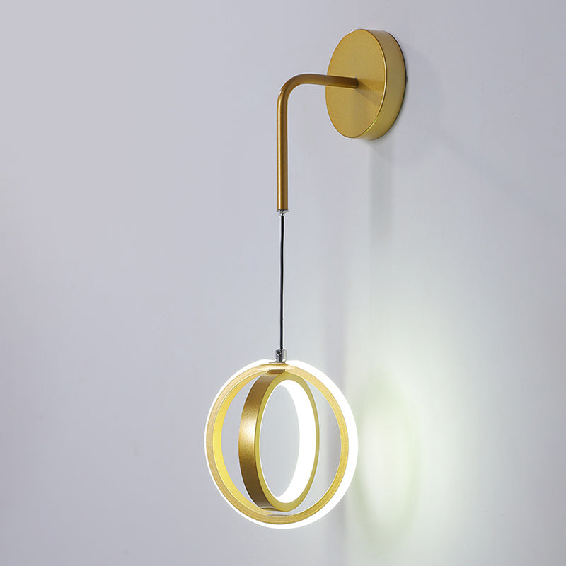 Contemporary 2-Light Wall Sconce Armed Metal Wall Mounted Light for Bedroom