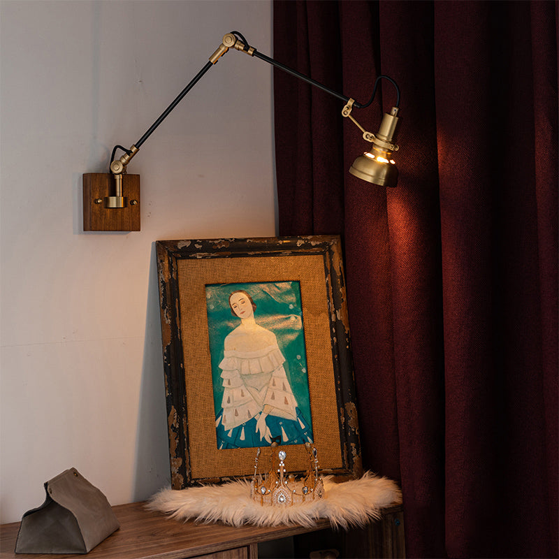 Goldene Metallwandlampe Leuchten Industrial Swing Arm Lampe für Schlafzimmer