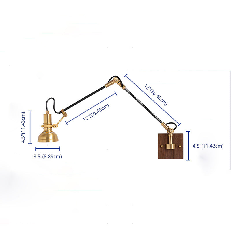 Goldene Metallwandlampe Leuchten Industrial Swing Arm Lampe für Schlafzimmer