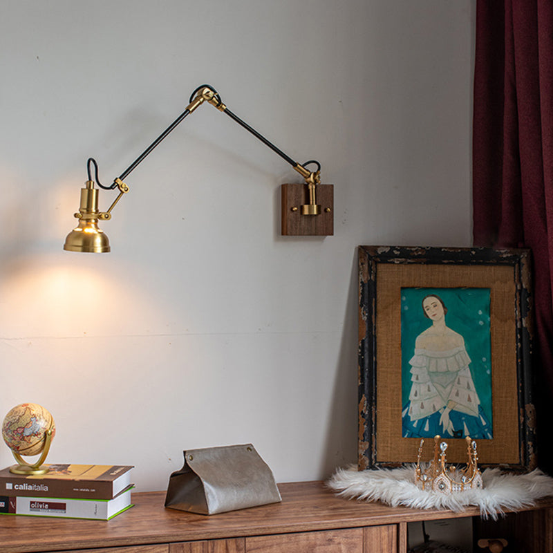 Goldene Metallwandlampe Leuchten Industrial Swing Arm Lampe für Schlafzimmer