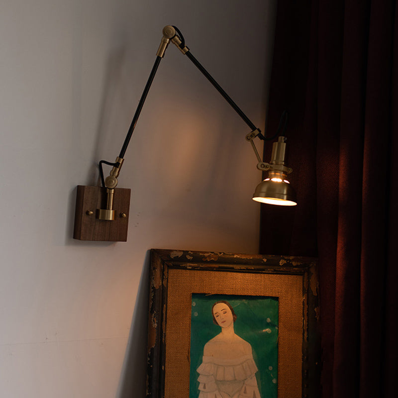 Goldene Metallwandlampe Leuchten Industrial Swing Arm Lampe für Schlafzimmer