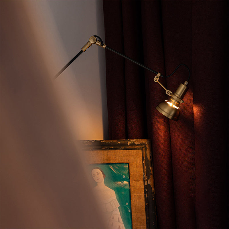 Goldene Metallwandlampe Leuchten Industrial Swing Arm Lampe für Schlafzimmer