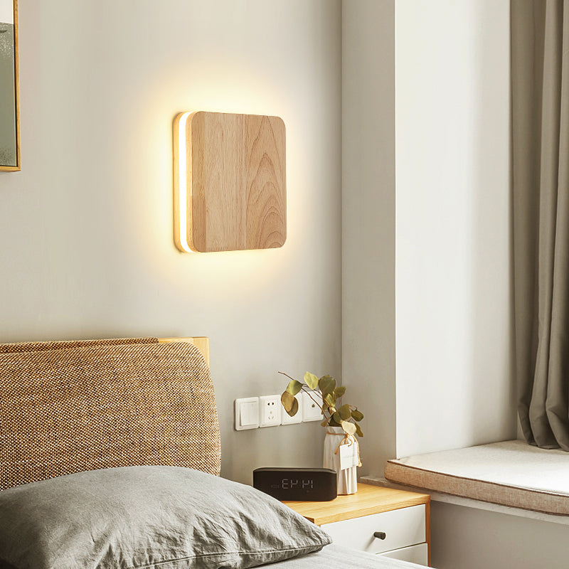 Modern Wall Sconce, illuminazione montata in legno giapponese a 1 luce per camera da letto