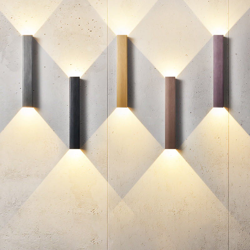 2-Lights Rectangular Lighting Fixtures Aluminum Modern Style Sconces Wall Lamps